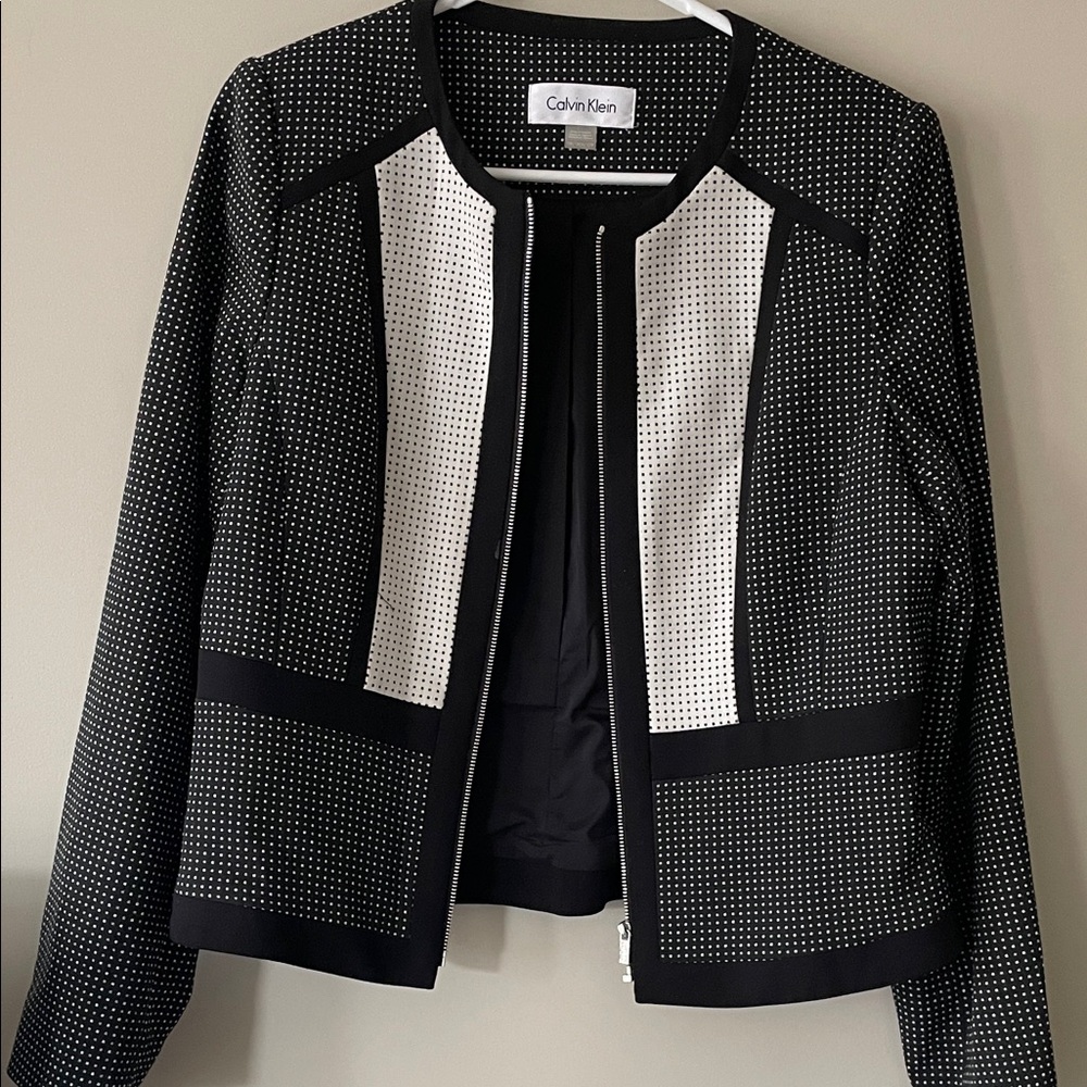 Calvin Klein Black and White Patterned Blazer